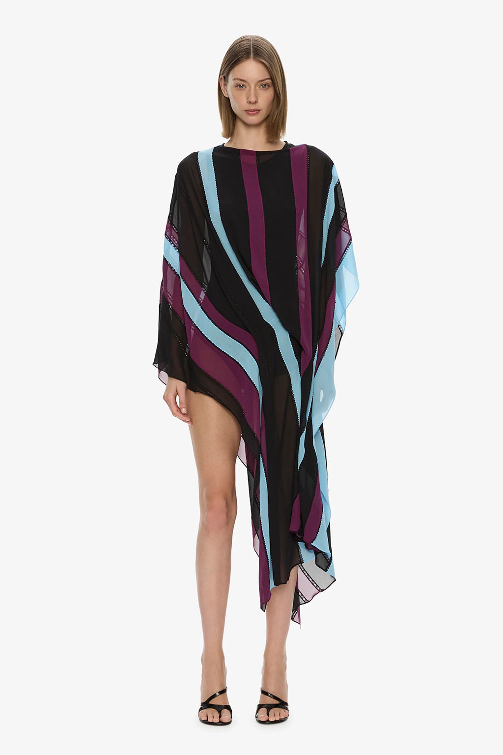 VIN PANELLED PICOT SILK DRAPE DRESS