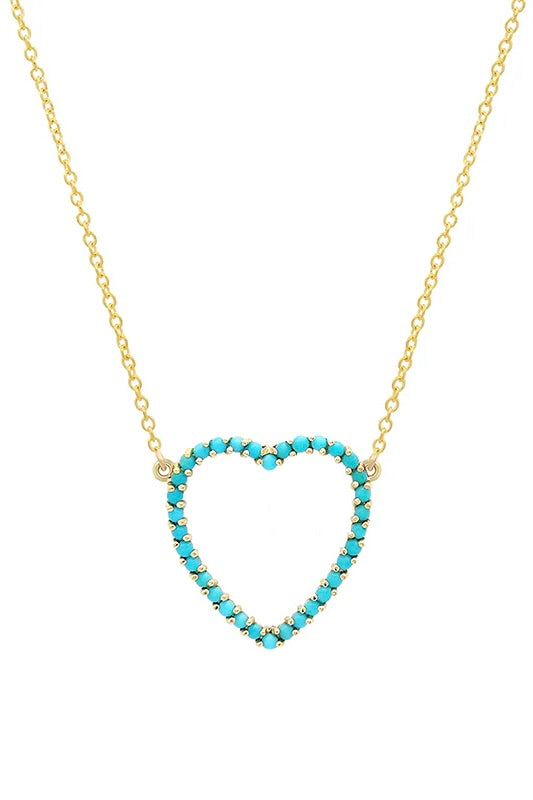 GRAND COLLIER CŒUR OUVERT TURQUOISE