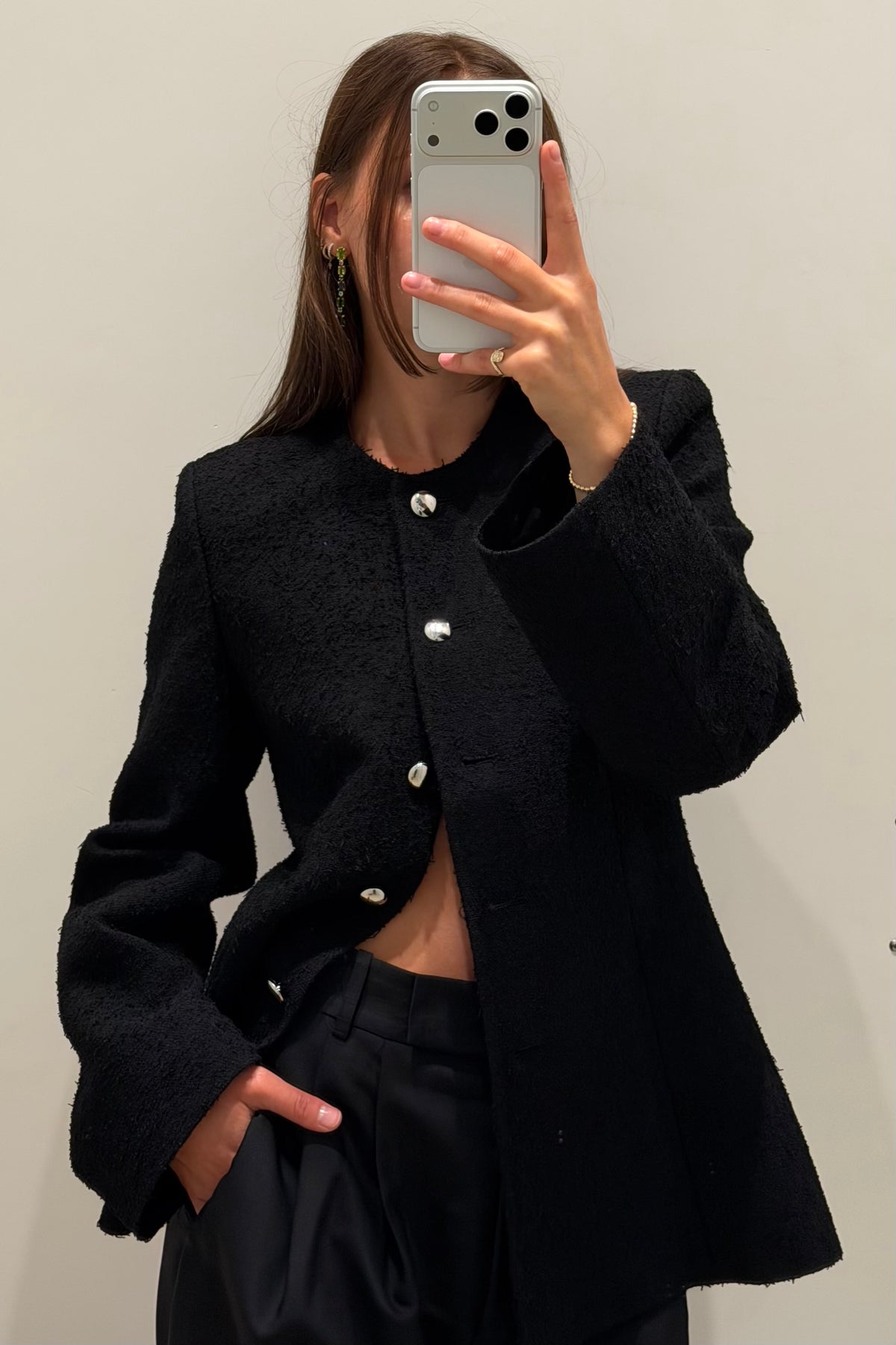 COLLARLESS BOUCLÉ BLAZER
