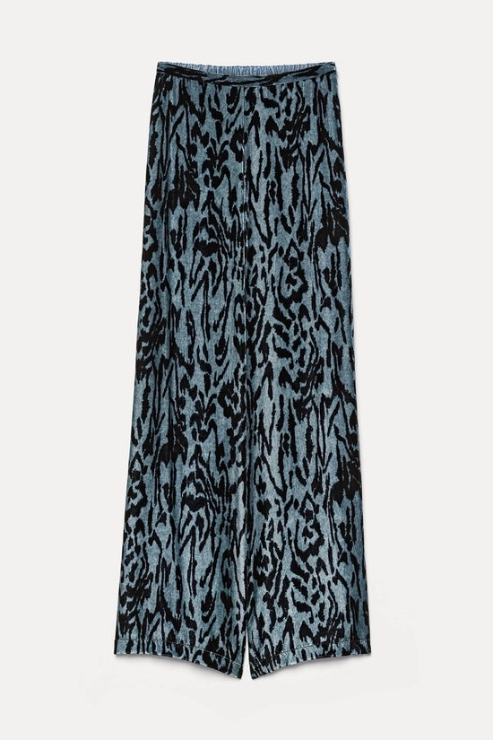 MOIRE PRINT VELVET TROUSERS