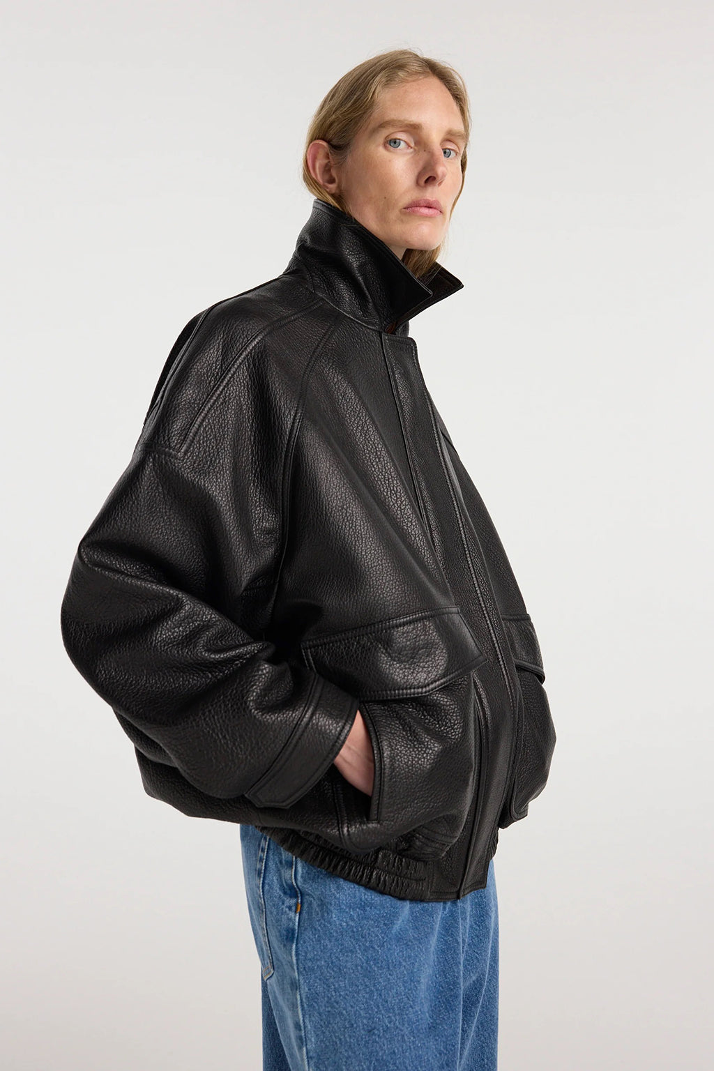 GRAIN LEATHER AVIATOR JACKET
