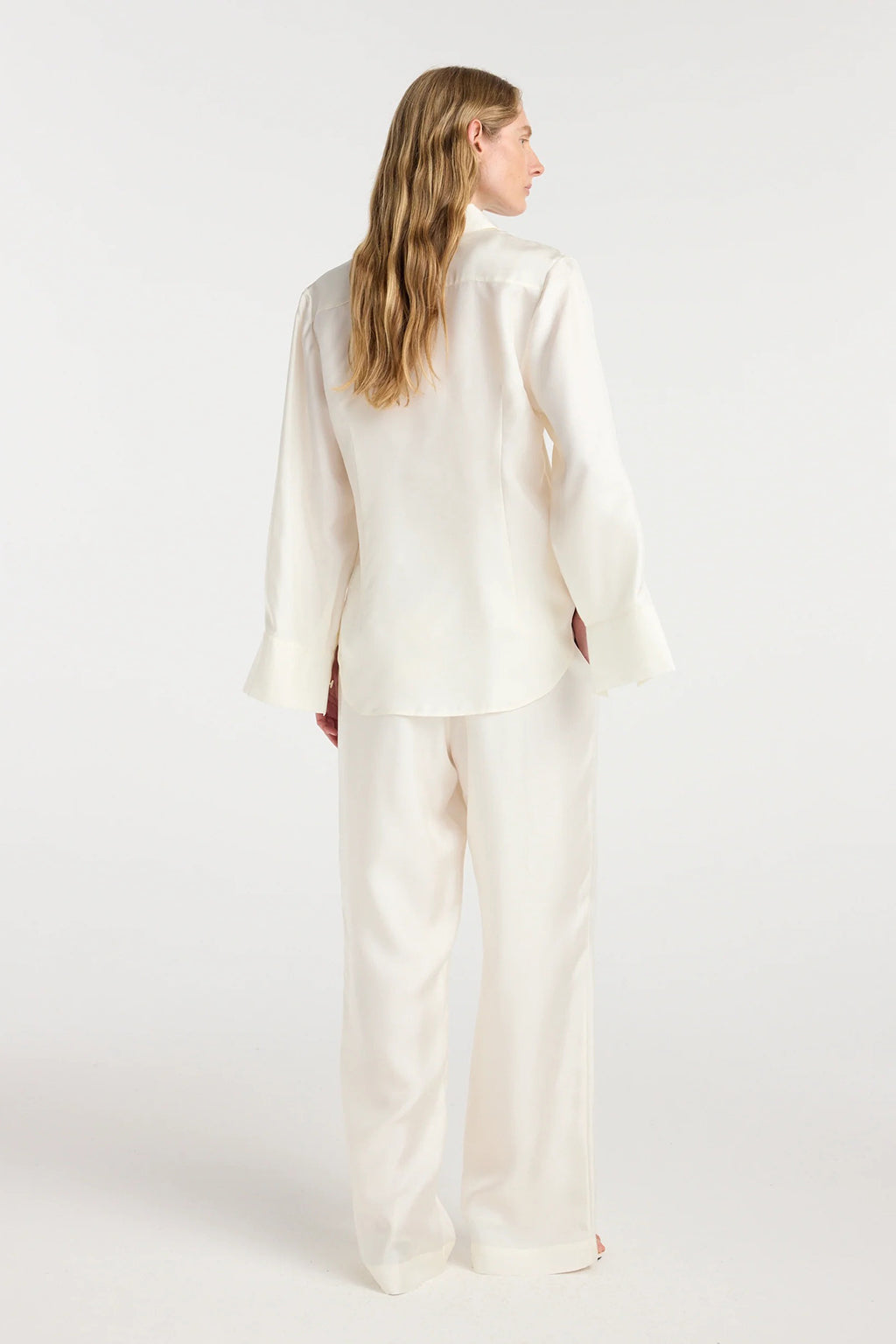 SILK OPEN SLEEVE DETAILED SHIRT