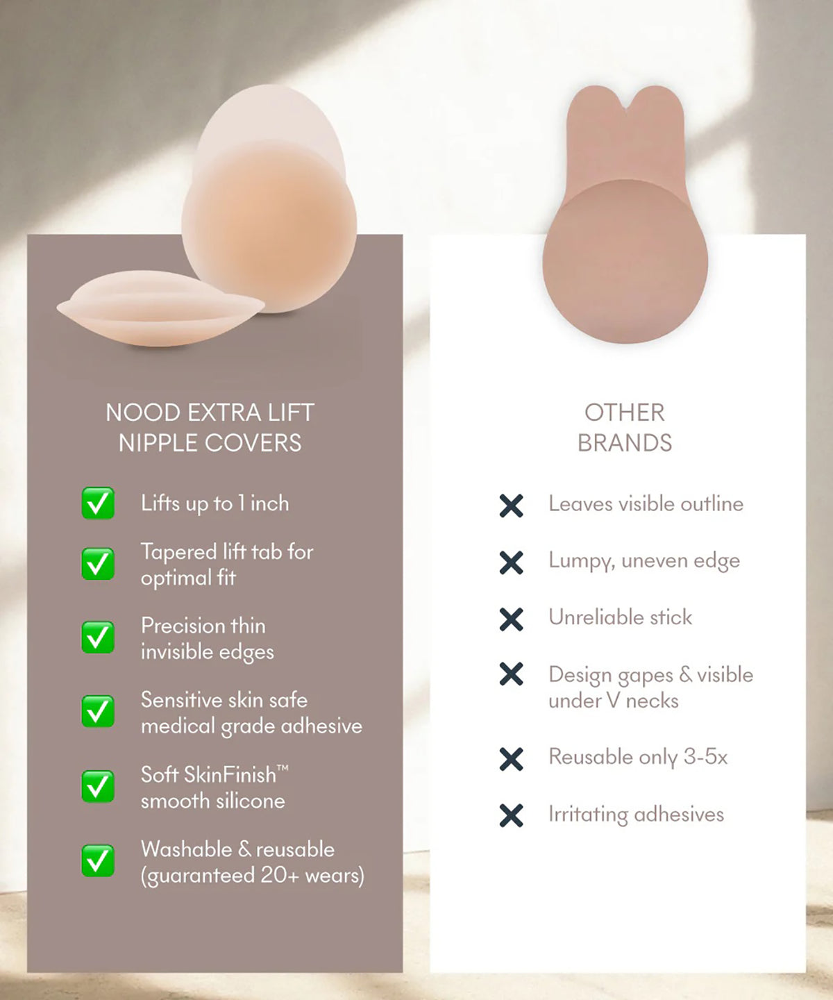 NO SHOW ADHESIVE EXTRA LIFT NIPPLE COVERS NO.9 COFFEE