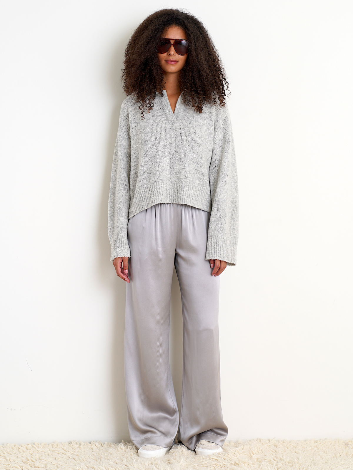 KAROLINE BOUCLE POLO SWEATER