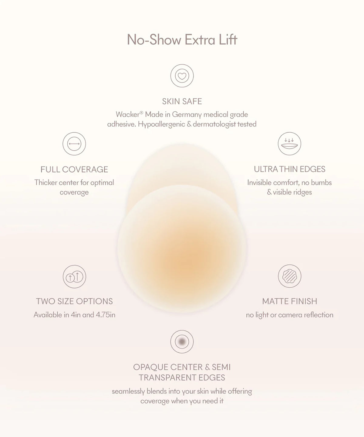 NO SHOW ADHESIVE EXTRA LIFT NIPPLE COVERS NO.9 COFFEE