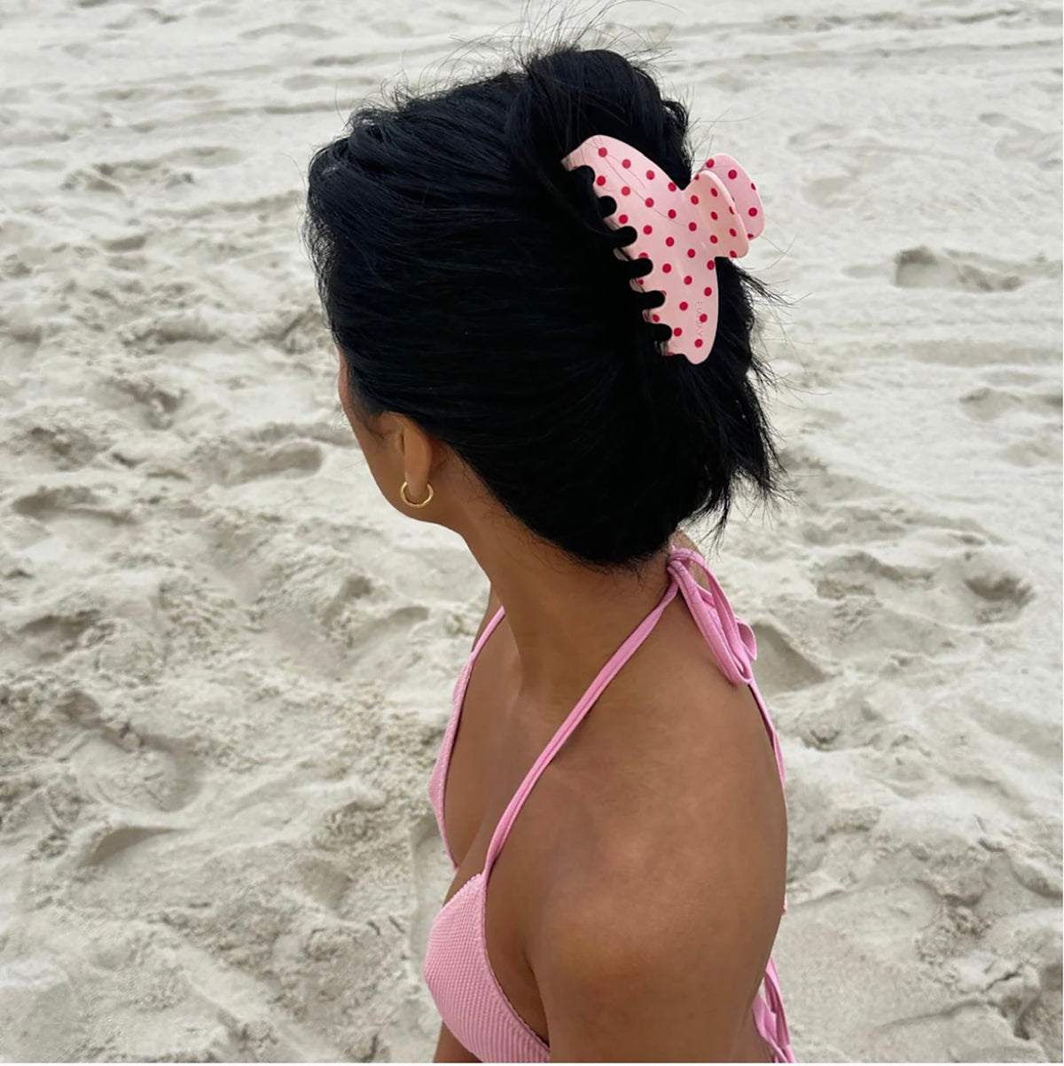 BIG EFFING CLIP IN BLUSH POLKA DOT