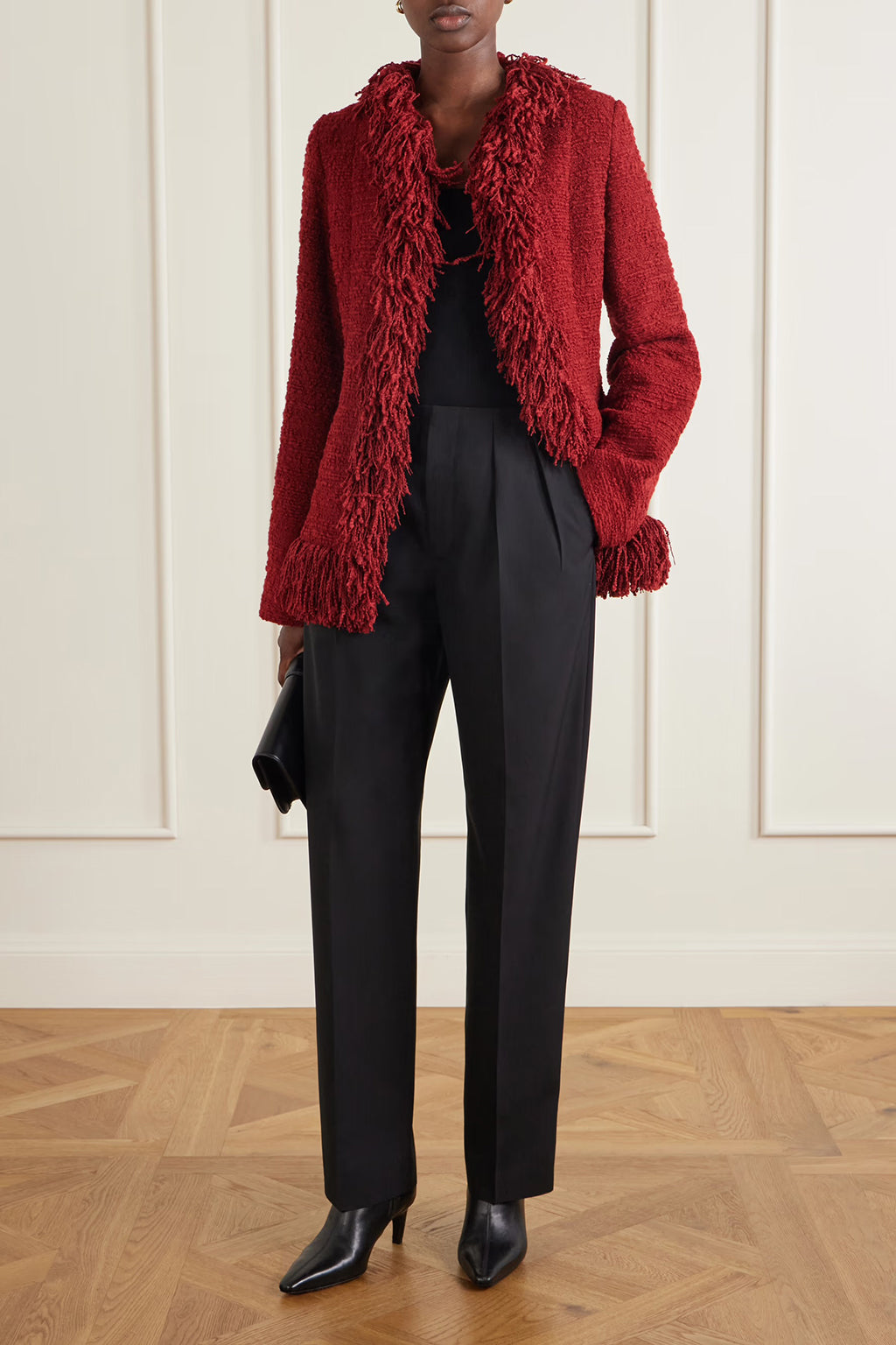 FRINGE WOOL BLEND TWEED BLAZER