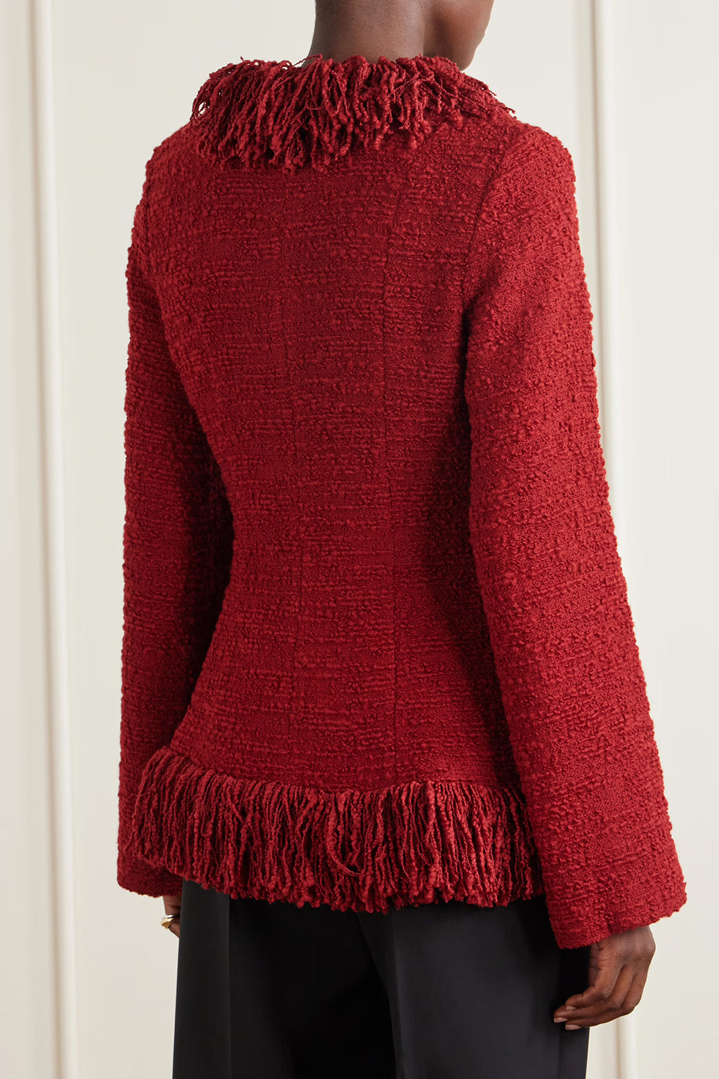FRINGE WOOL BLEND TWEED BLAZER