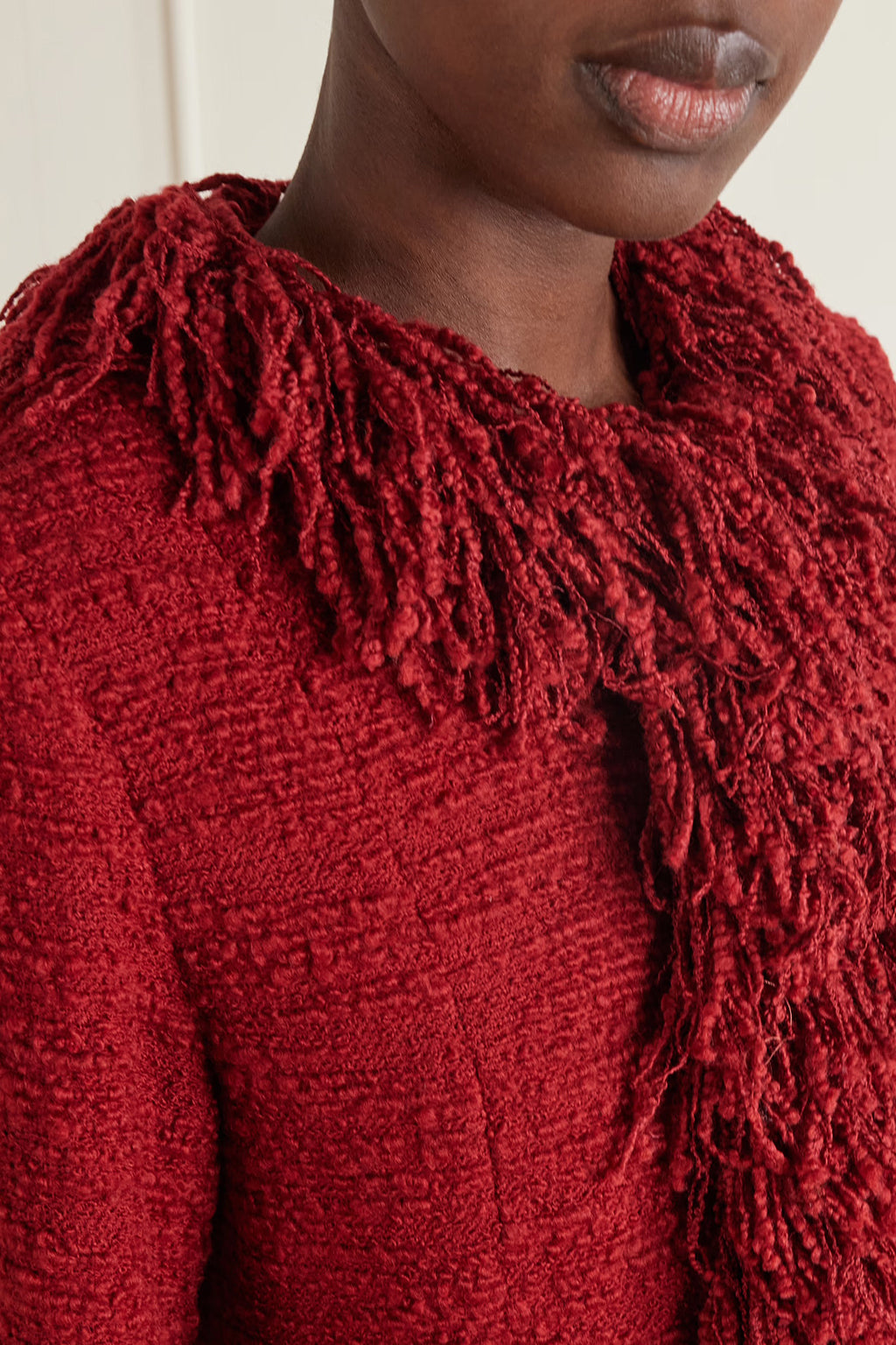 FRINGE WOOL BLEND TWEED BLAZER