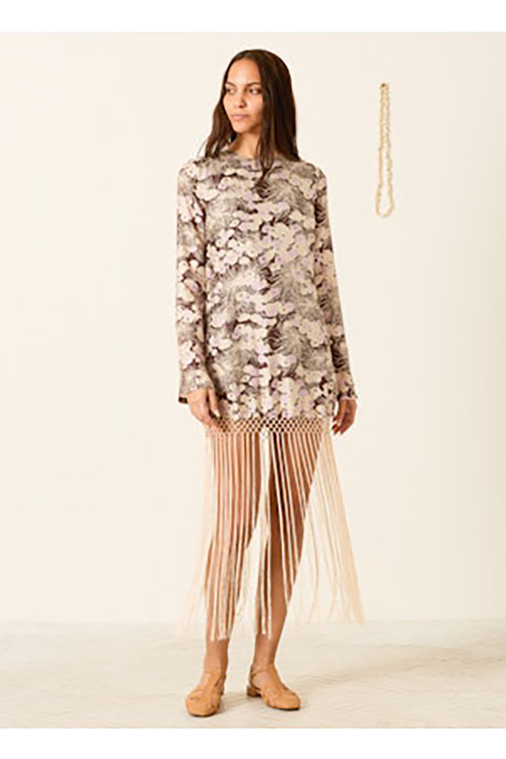 NARENE DANDELION SILK FRINGE DRESS