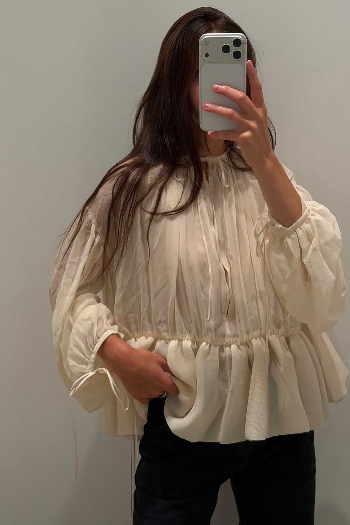 PEPLUM CHIFFON BLOUSE
