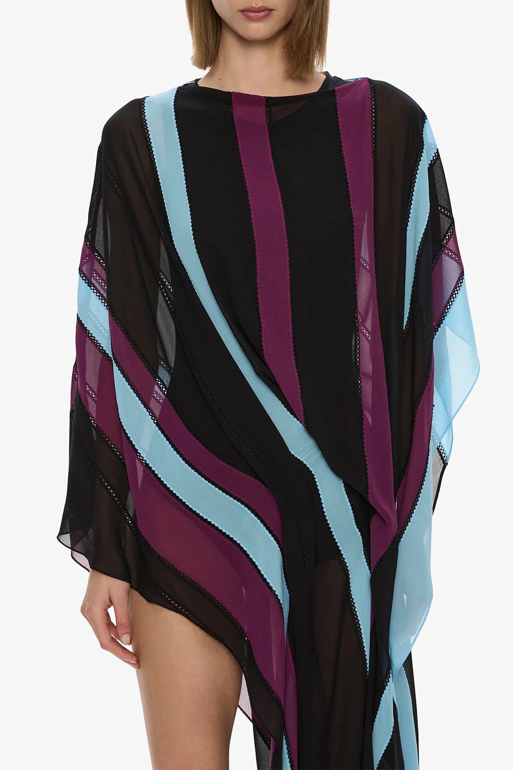 VIN PANELLED PICOT SILK DRAPE DRESS