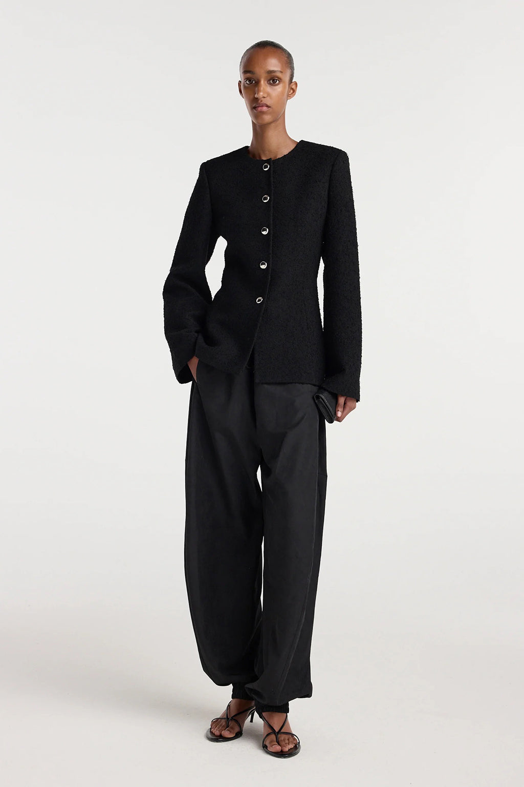 COLLARLESS BOUCLÉ BLAZER