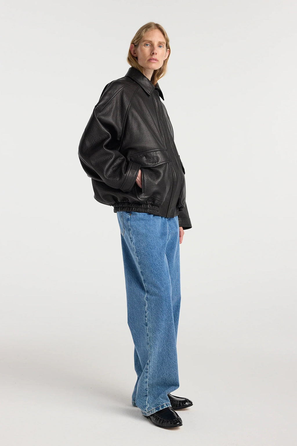 GRAIN LEATHER AVIATOR JACKET