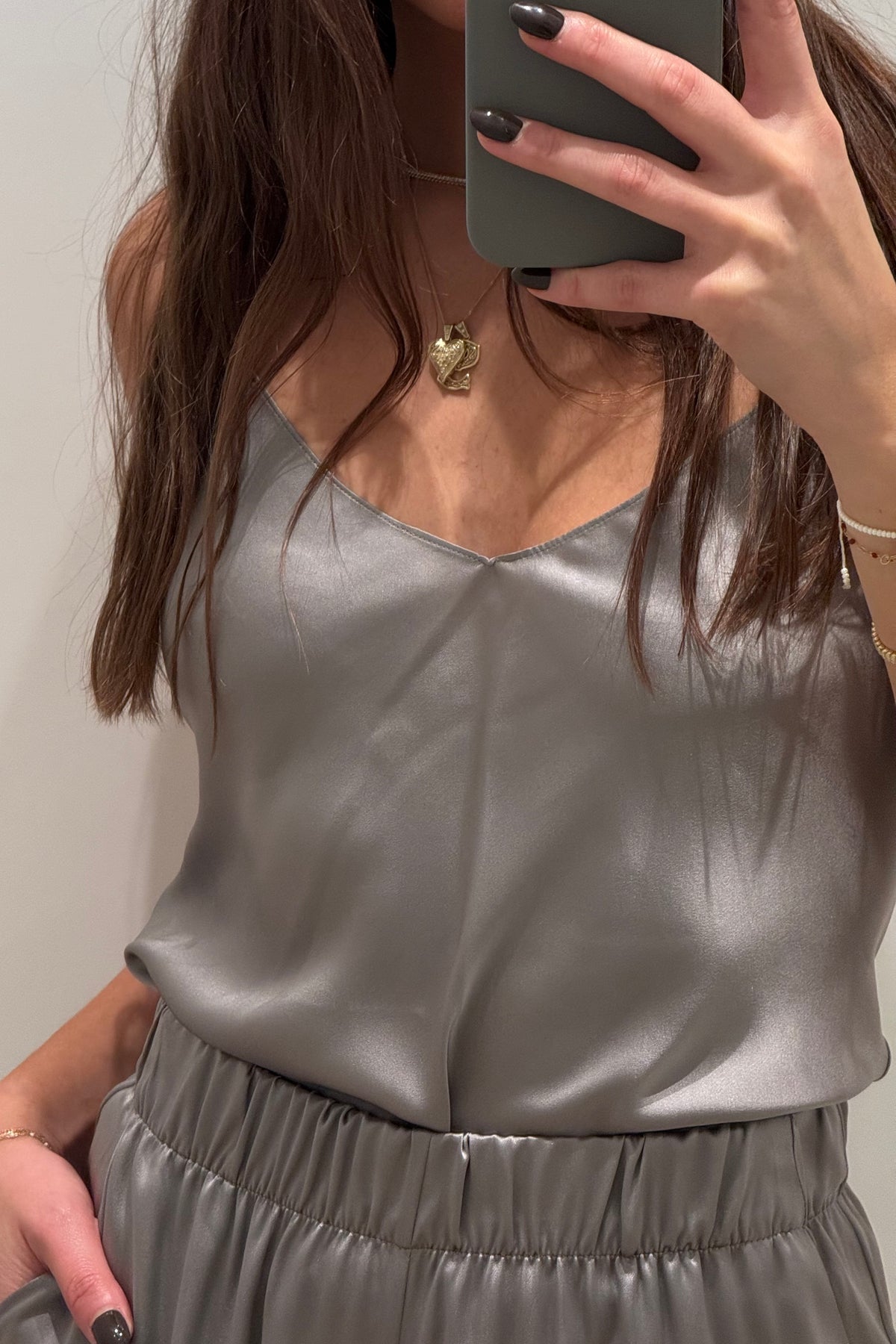 GLORIA V-NECK BIAS SILK TANK