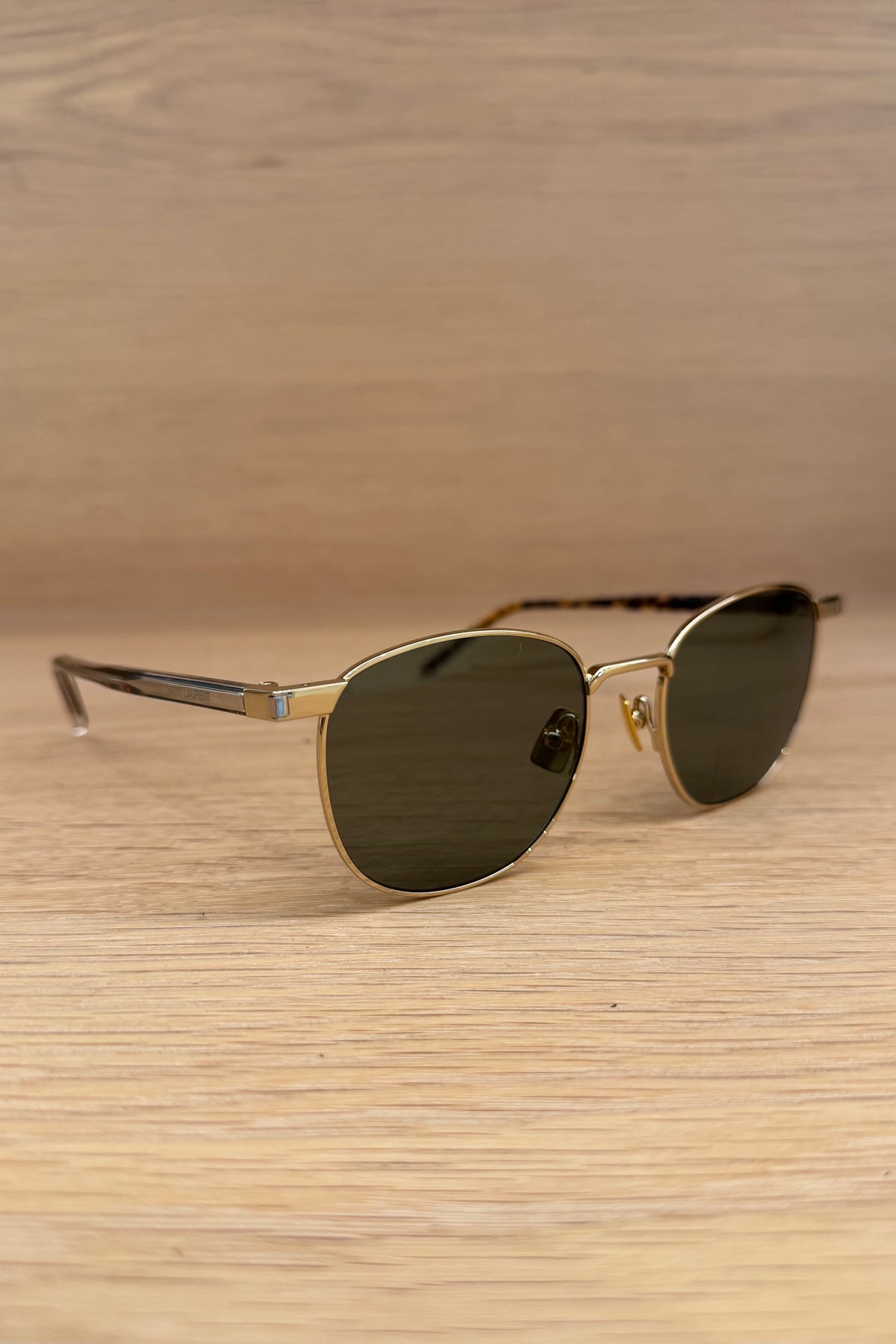 SAINT LAURENT ROUNDED GOLD METAL SUNGLASSES