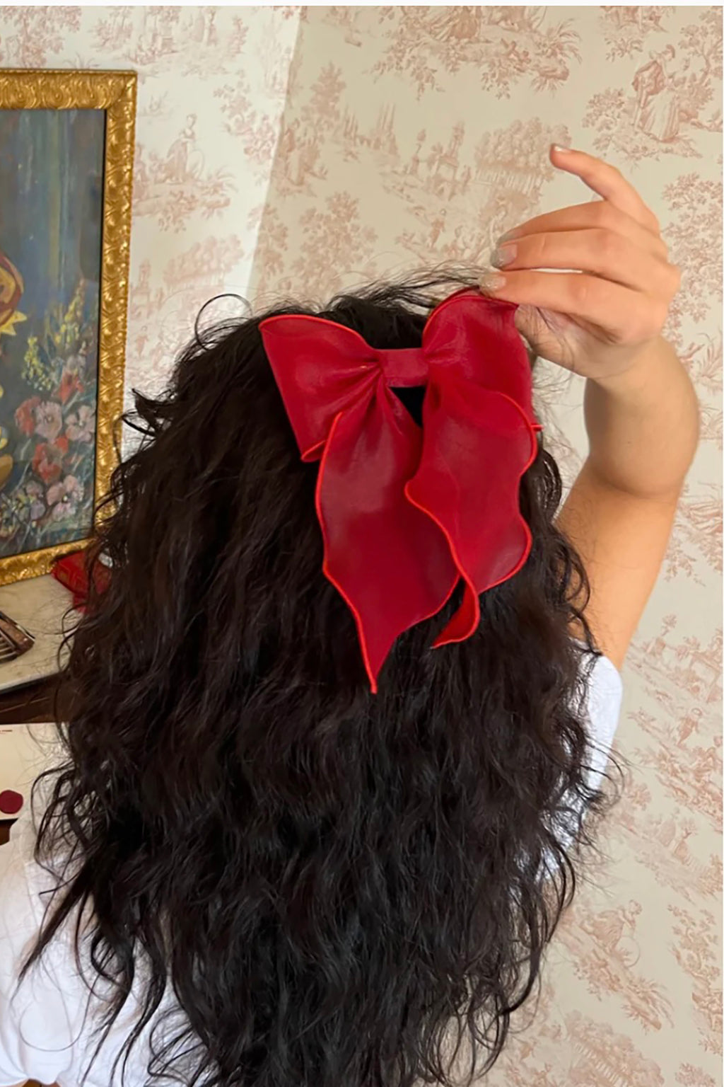 BOW BARRETTE IN CHERRY KISS