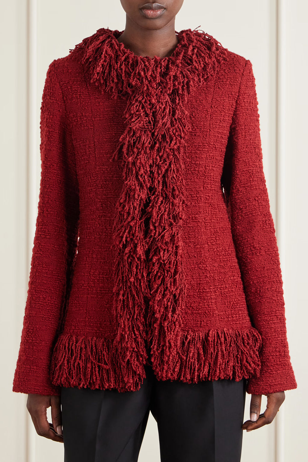 FRINGE WOOL BLEND TWEED BLAZER