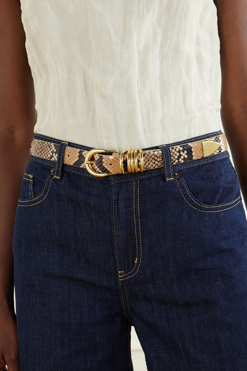 HOLLYHOCK BELT IN SAHARA SNAKE & GOLD